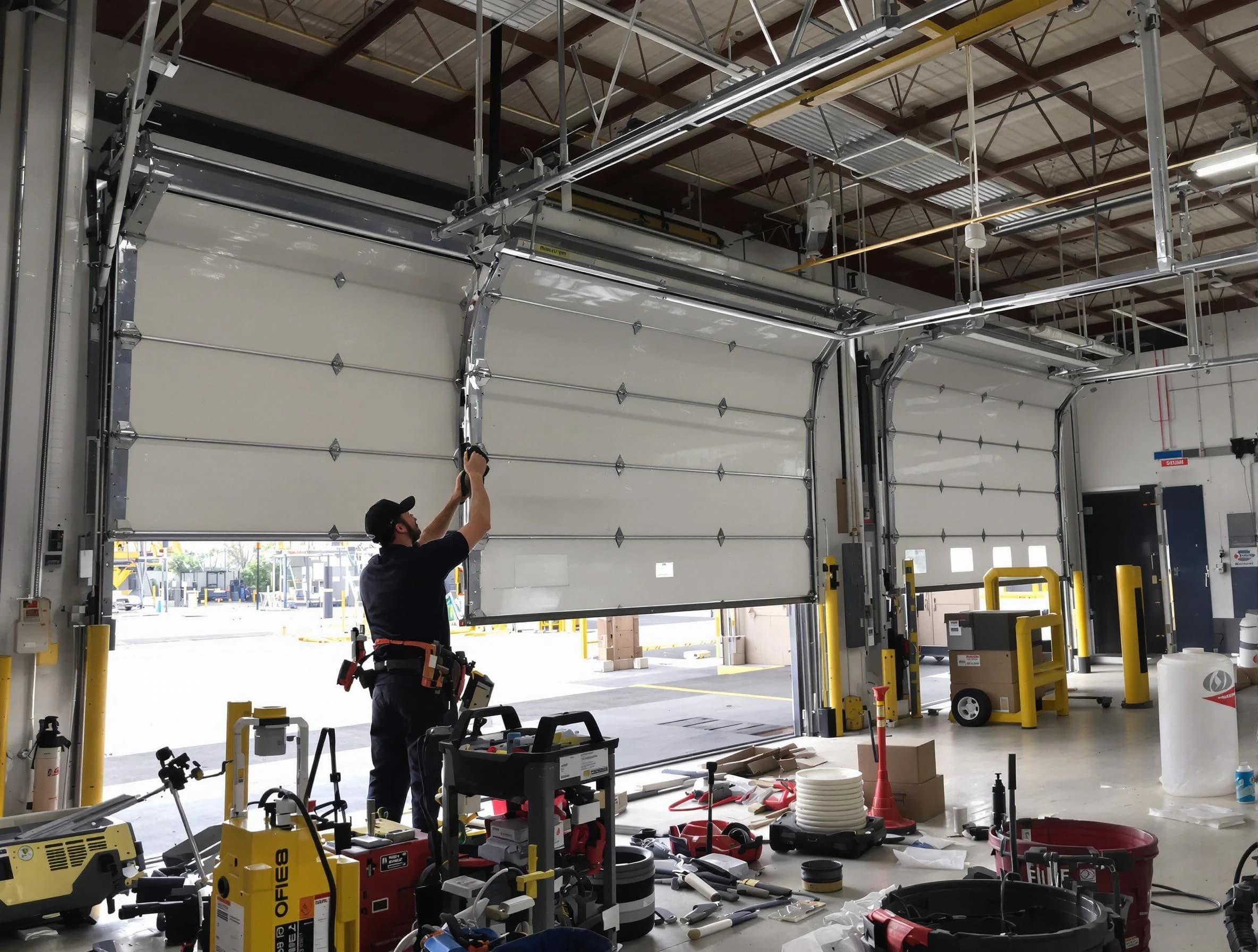 Pittsford Garage Door Repair technician performing commercial garage door repair in Pittsford