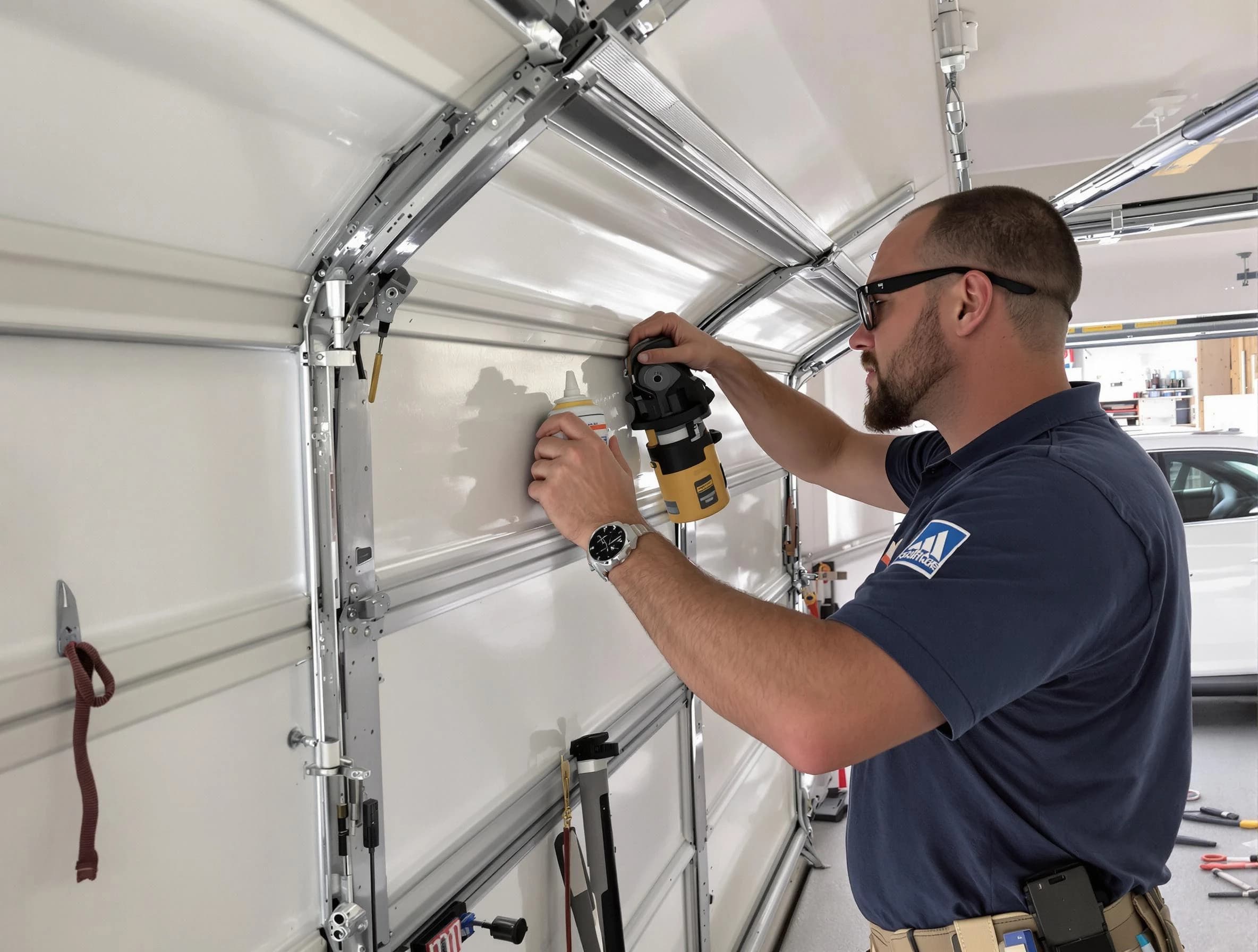 Pittsford Garage Door Repair technician performing comprehensive noise reduction service in Pittsford