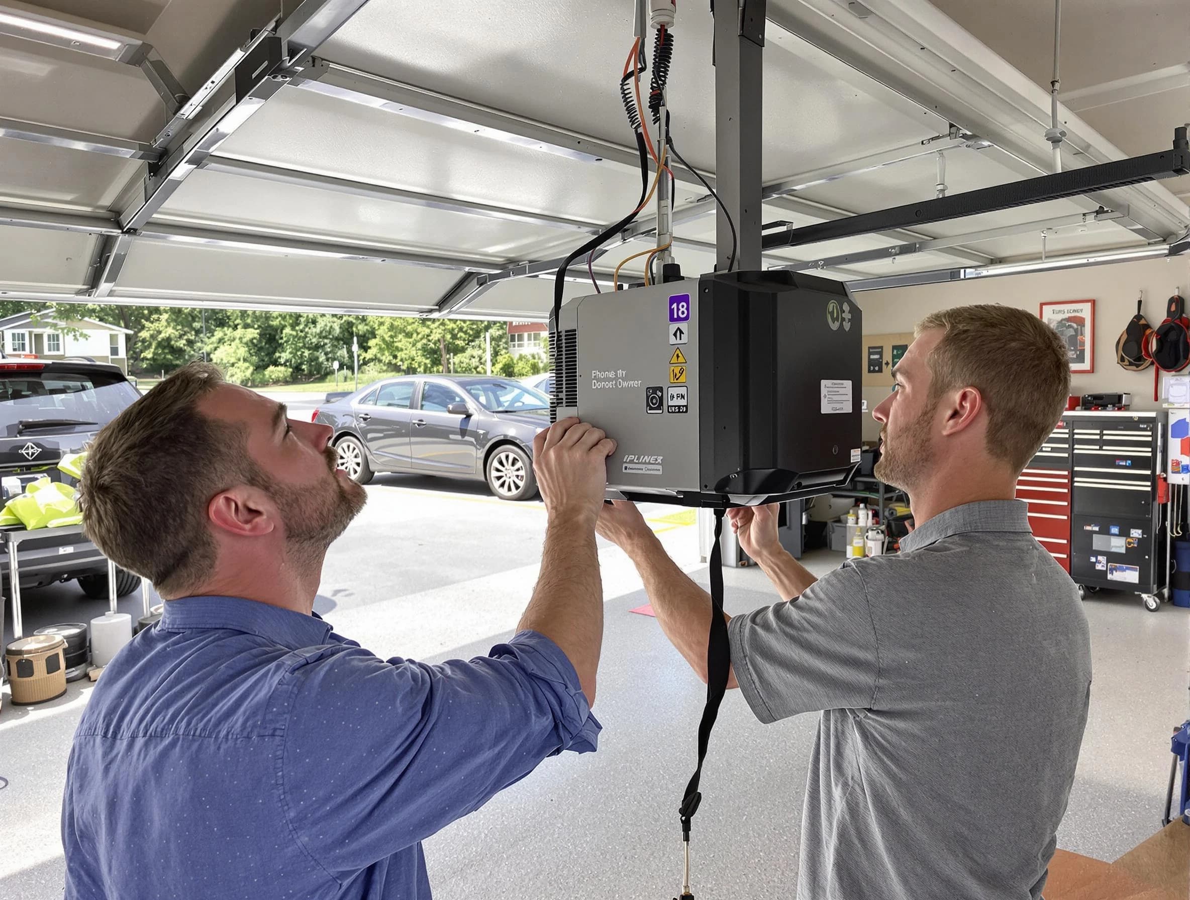 Pittsford Garage Door Repair technician installing garage door opener in Pittsford