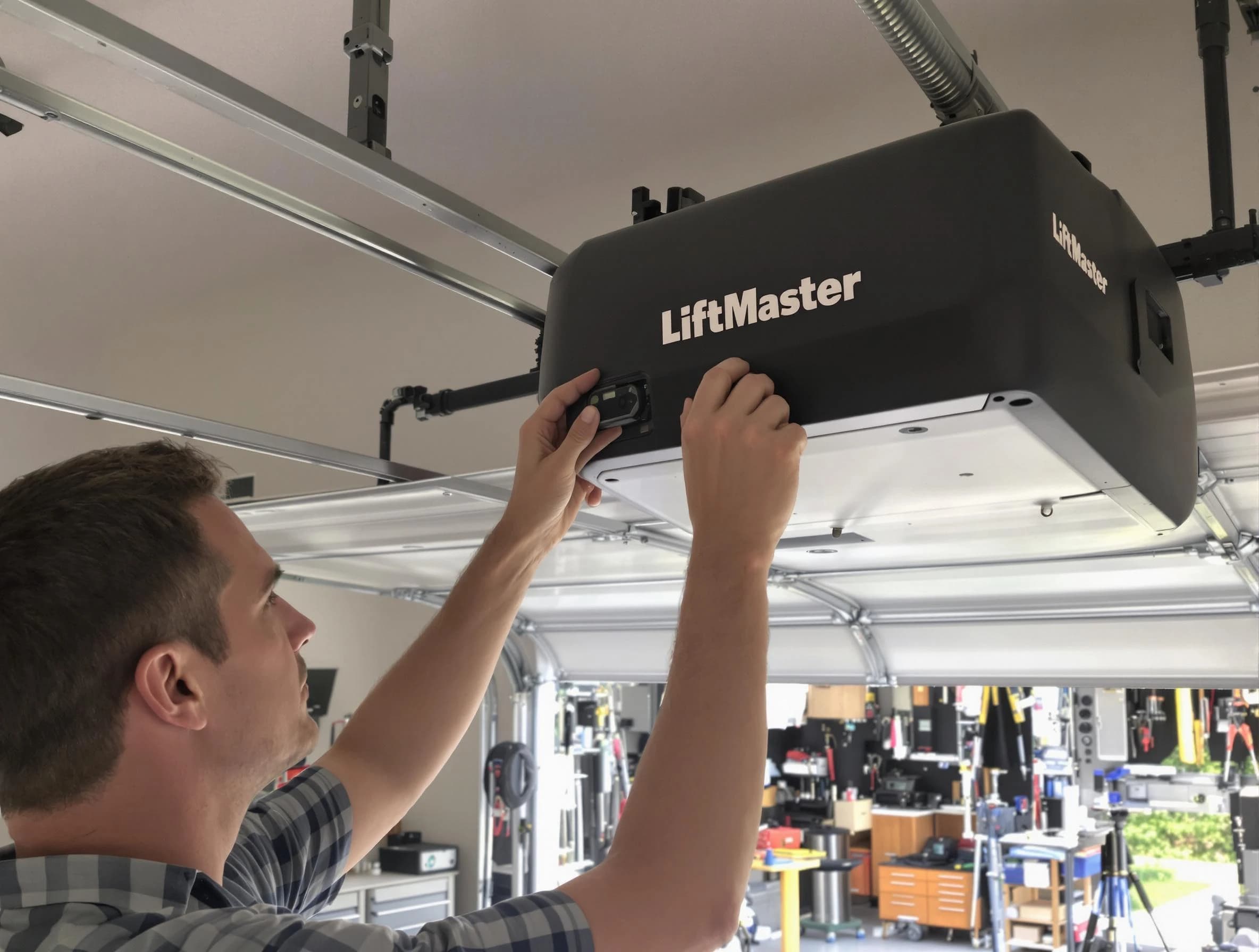 Pittsford Garage Door Repair technician repairing garage door opener in Pittsford