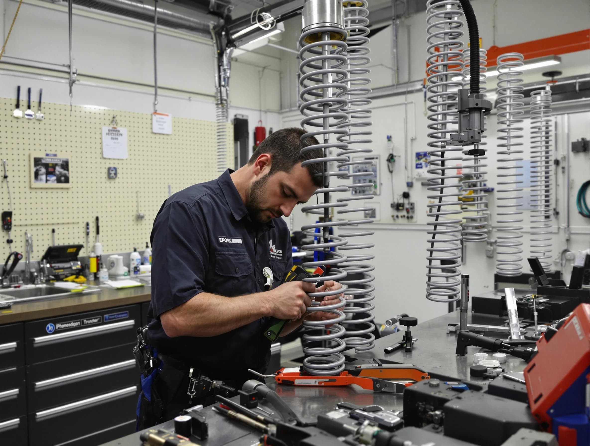 Pittsford Garage Door Repair technician performing spring repair in Pittsford