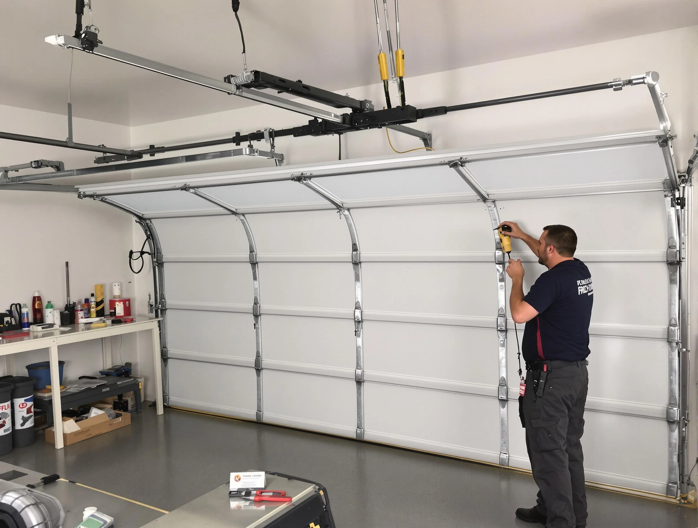 Pittsford Garage Door Repair certified technician performing overhead door system repair in Pittsford