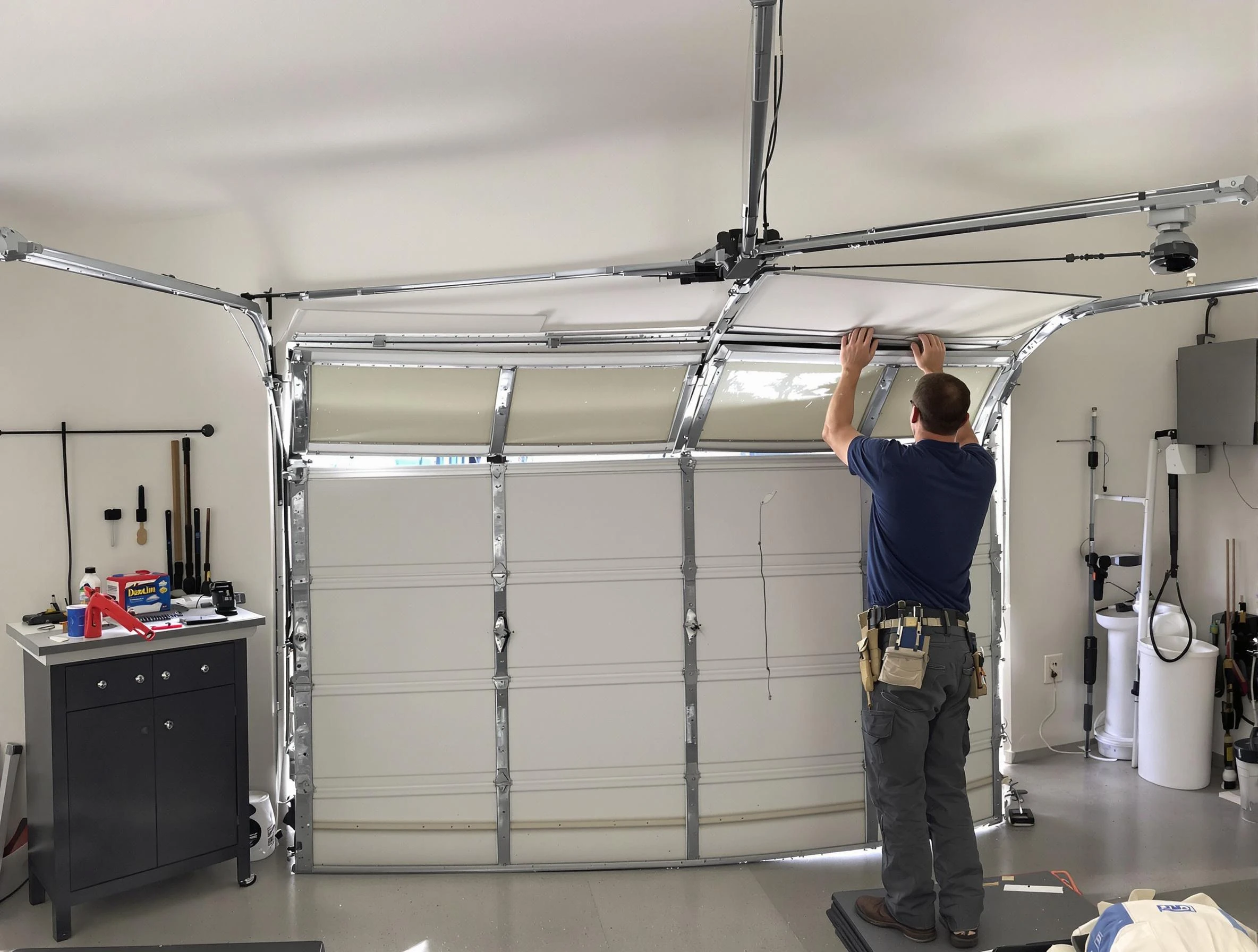 Pittsford Garage Door Repair specialist performing precise section replacement on Pittsford garage door